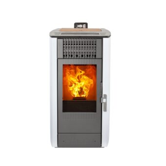 Cosy Flamme Poeles A Granules A Chateaubriant EVOLUTION H7 Inox Blanc Polaire Face